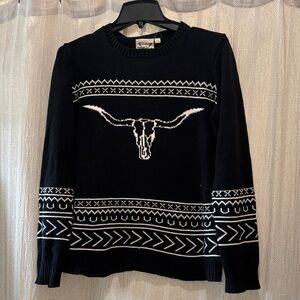 Black Sweater with White Longhorn Design